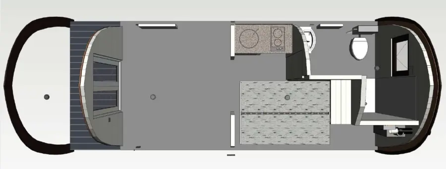 Indeling 4 persoons woodlodge Camping Ginsterveld