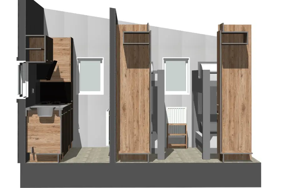 Holterberg verandachalet doorsnede kort